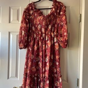 Smocked midi dress, NWT